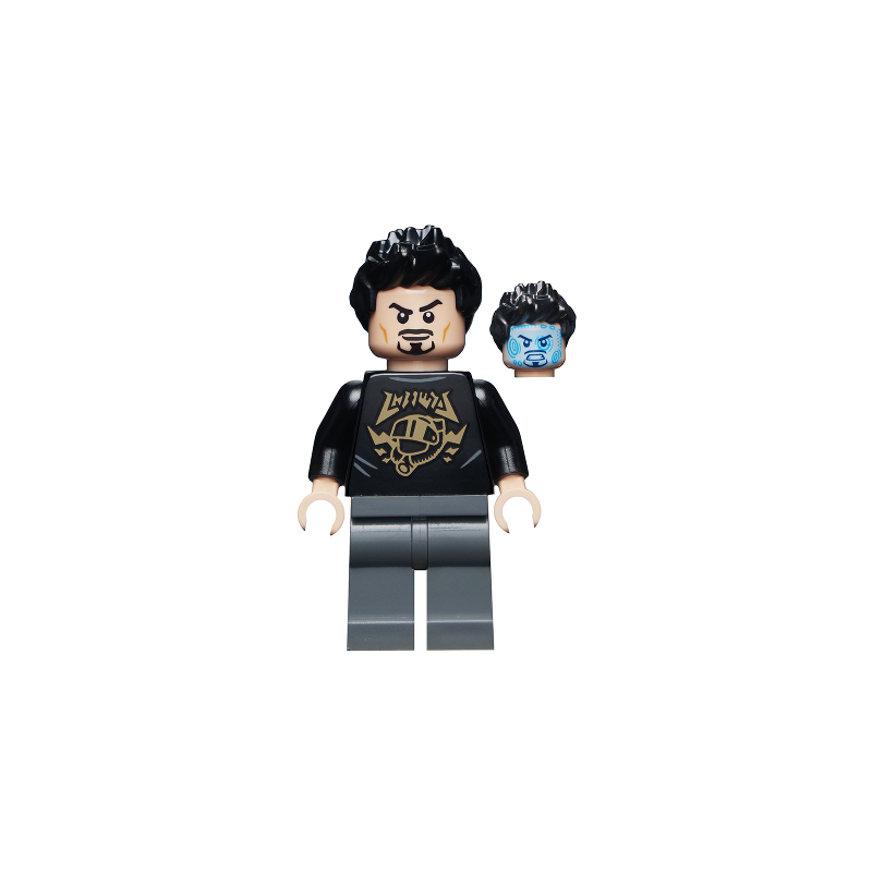 Tony Stark - Black Shirt with Gold Helmet Lego® - sh0747