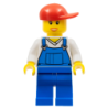 Overalls Blue over V-Neck Shirt