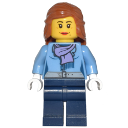 Medium Blue Jacket with Light Purple Scarf