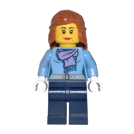Medium Blue Jacket with Light Purple Scarf