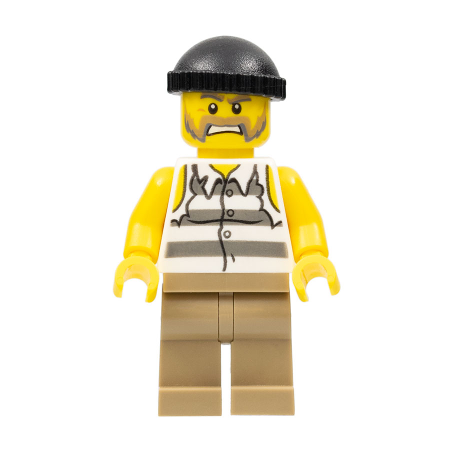 Police - Jail Prisoner Shirt with Prison Stripes and Torn out Sleeves