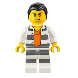 Police - Jail Prisoner Shirt with Prison Stripes and Orange Undershirt