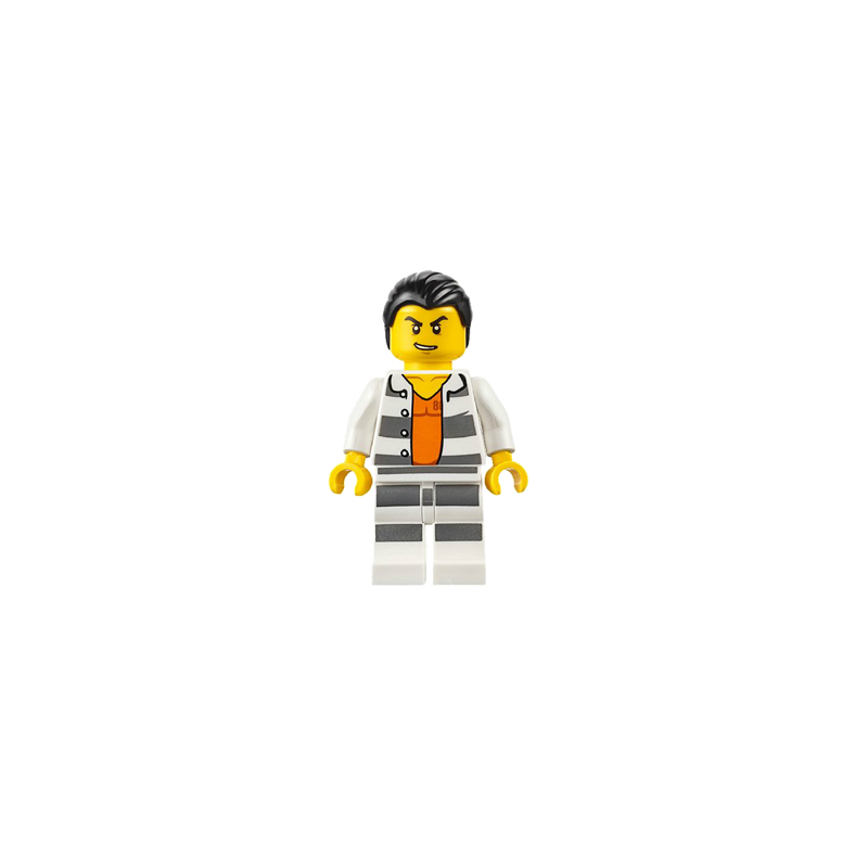 Police - Jail Prisoner Shirt with Prison Stripes and Orange Undershirt