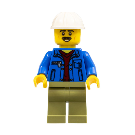 Truck Driver - Blue Jacket over Dark Red V-Neck Sweater