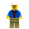 Truck Driver - Blue Jacket over Dark Red V-Neck Sweater