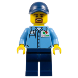 Gas Station Worker - Medium Blue Shirt with 'Octan' Logo