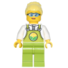 Farmer Peach - Lime Overalls over White Shirt