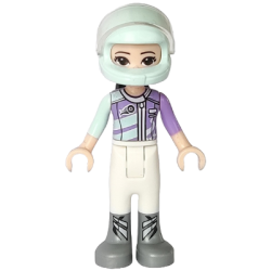 Friends Emma -White Trousers Light Aqua and Medium Lavender Racing Jacket Light Aqua Racing Lego® - frnd261