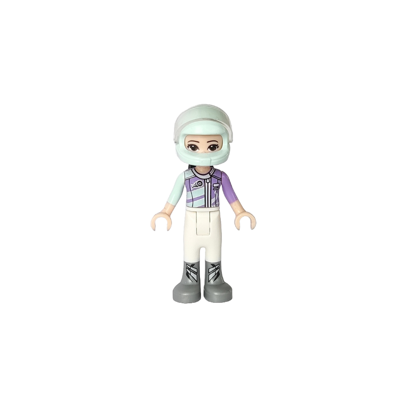 Friends Emma -White Trousers Light Aqua and Medium Lavender Racing Jacket Light Aqua Racing Lego® - frnd261