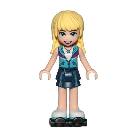Friends Stephanie -Dark Blue Layered Skirt Medium Azure and Dark Purple Vest Black Roller Lego® - frnd258