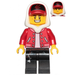 Jack Davids - Red Jacket with Cap and Hood (Large Smile / Grumpy) Lego® - hs001