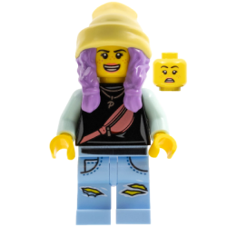 Parker L. Jackson - Black Top with Beanie (Open Mouth Smile / Scared) Lego® - hs003