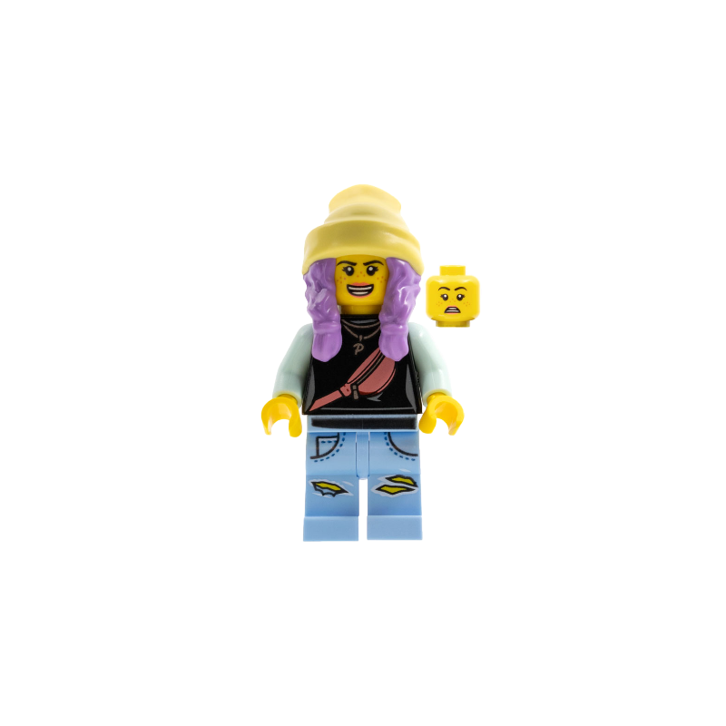 Parker L. Jackson - Black Top with Beanie (Open Mouth Smile / Scared) Lego® - hs003