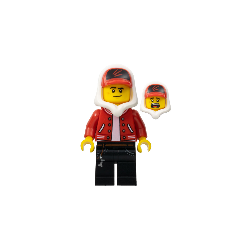 Jack Davids - Red Jacket with Cap and Hood (Lopsided Smile / Scared) Lego® - hs018