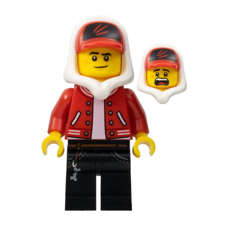 Jack Davids - Red Jacket with Cap and Hood (Lopsided Smile / Scared) Lego® - hs018