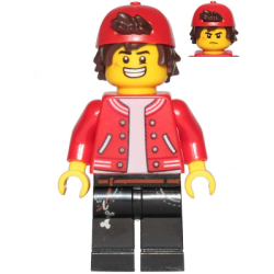 Jack Davids - Red Jacket with Backwards Cap (Large Smile / Grumpy) Lego® - hs067
