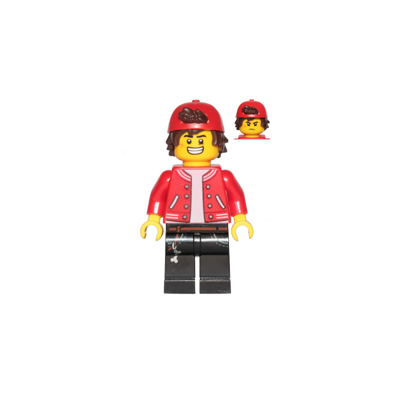 Jack Davids - Red Jacket with Backwards Cap (Large Smile / Grumpy) Lego® - hs067