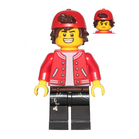 Jack Davids - Red Jacket with Backwards Cap (Large Smile / Grumpy) Lego® - hs067